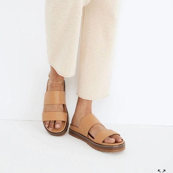 Madewell The Charley Double-Strap Slide Sandal Size 10.5 In Dessert Camel - Picture 1 of 10